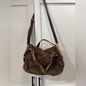 Michael Kors python snakeskin brown bag with gold details